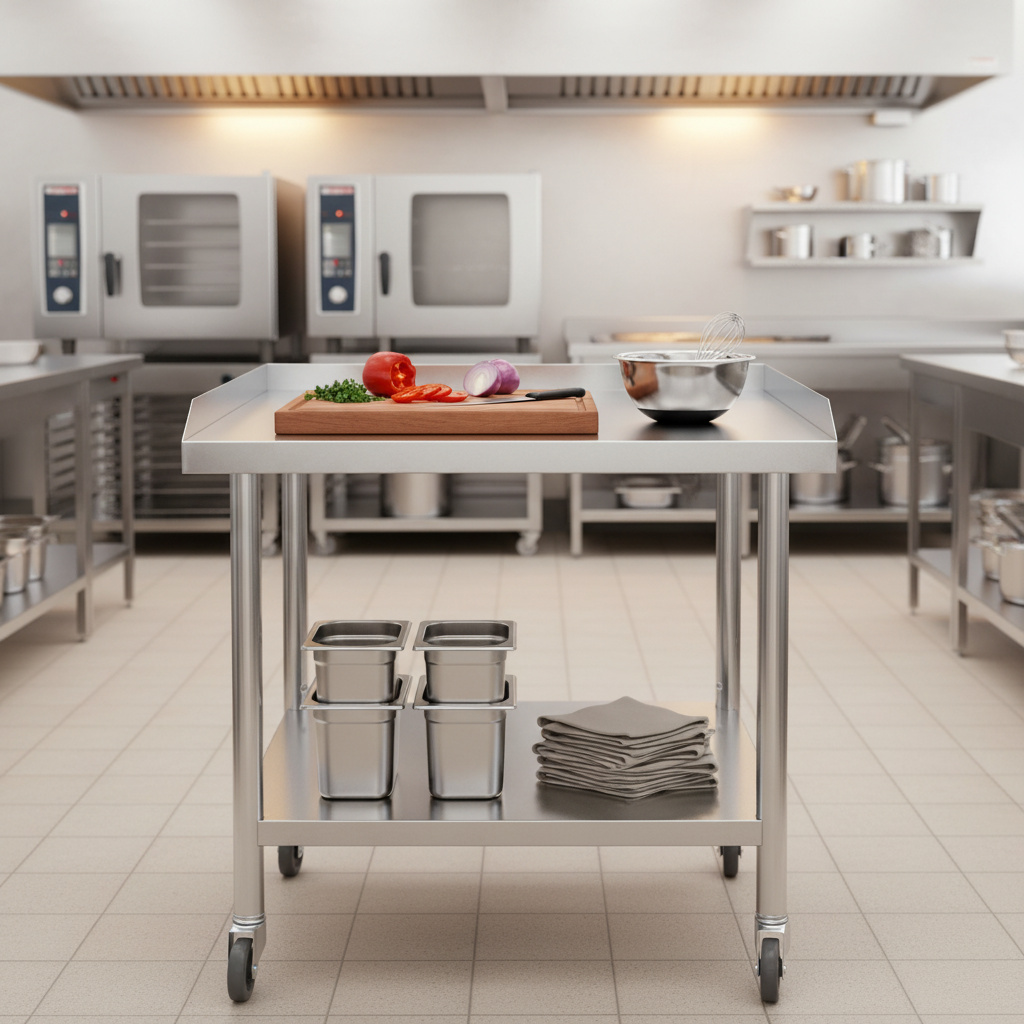 Commercial Kitchen Prep Table - 2-Tier Stainless Steel Commercial Work Table