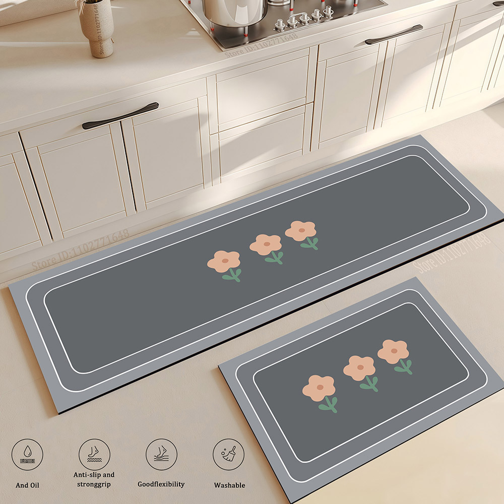 Kitchen Flooring Commercial - Flower Kitchen Mat Anti-Fatigue Non-Slip Washable