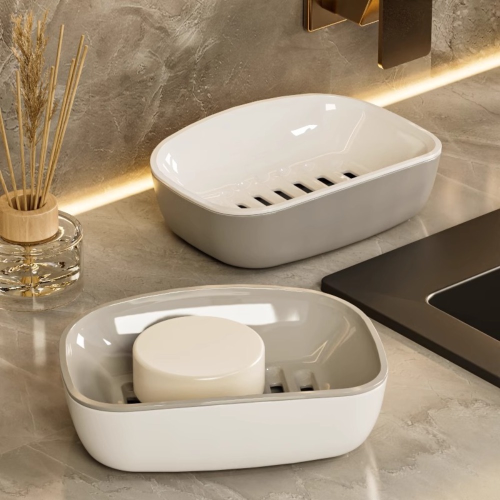 Commercial Kitchen Utensil Organizer - Portable Plastic Soap Dish Non-slip Double-Layer