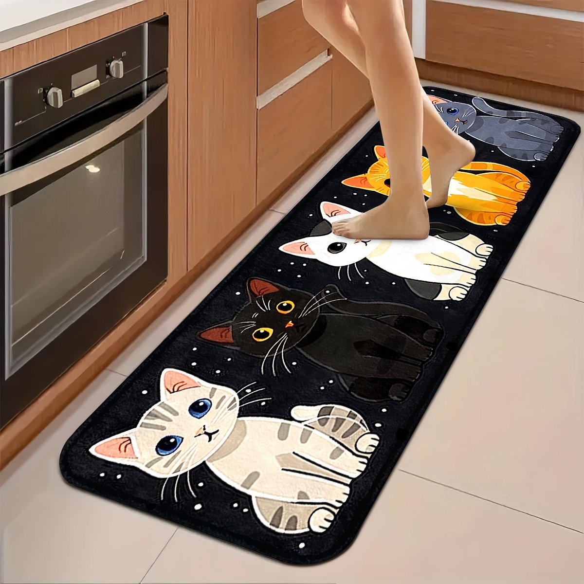 Kitchen Flooring Commercial - VIKAMA 1pc Cute Kitten Patter Kitchen