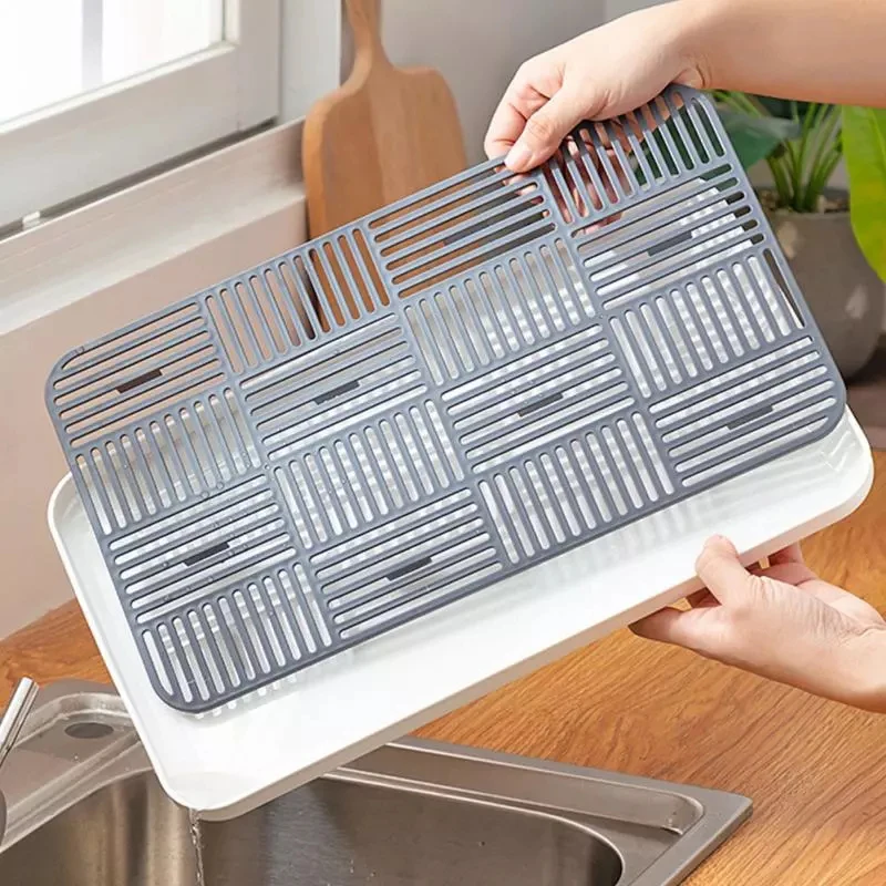 Commercial Kitchen Prep Table - Plastic Drain Rack Dish Cup Drainer