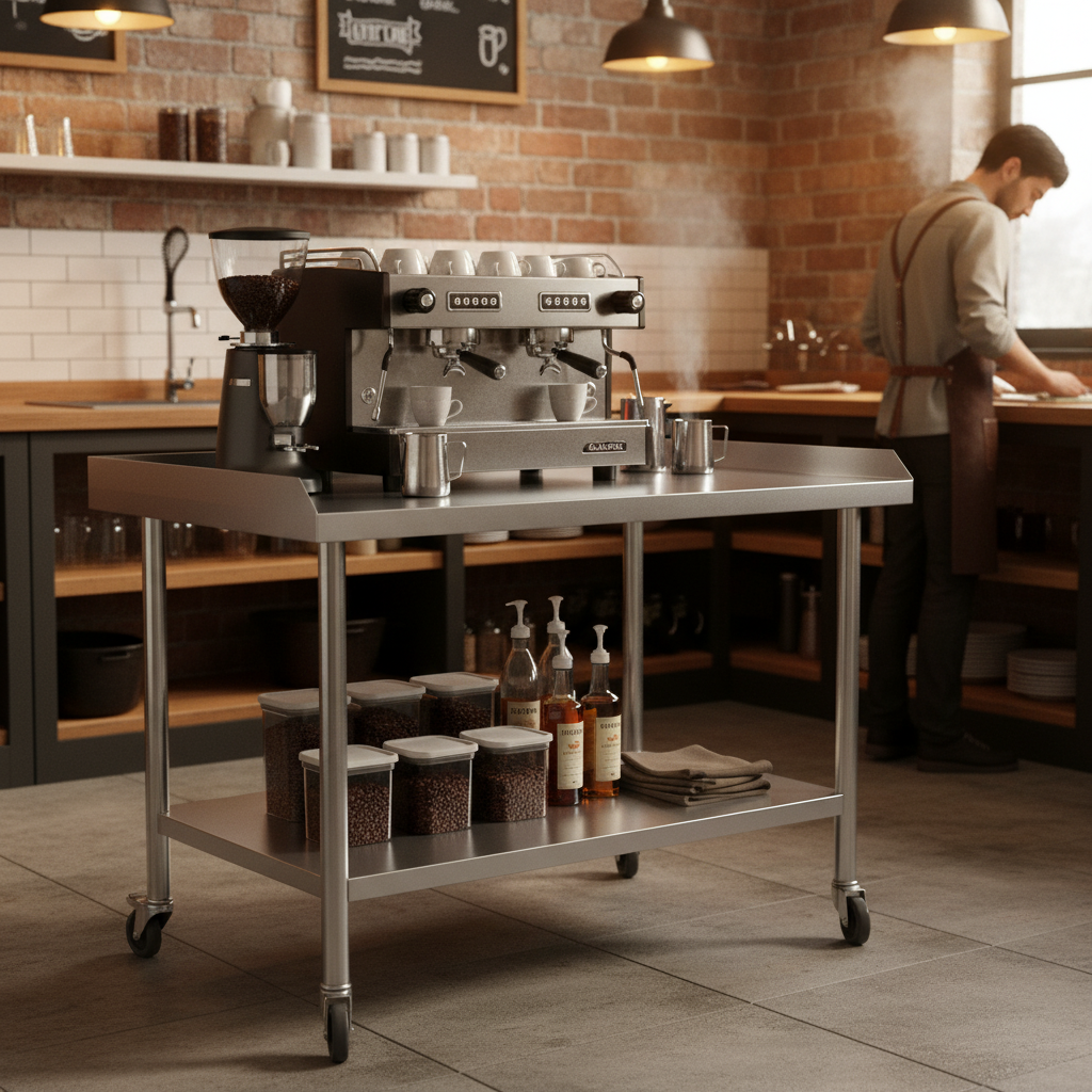 2-Tier Stainless Steel Commerc - مراجعة Commercial Kitchen Prep Table وسعره