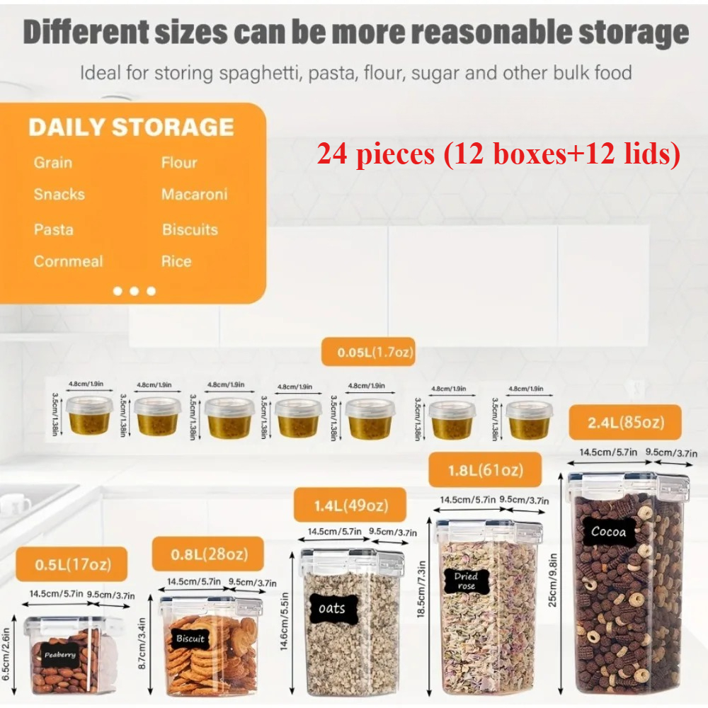 24Pcs Food Storage Containers  - مراجعة Commercial Kitchen Organiser وسعره