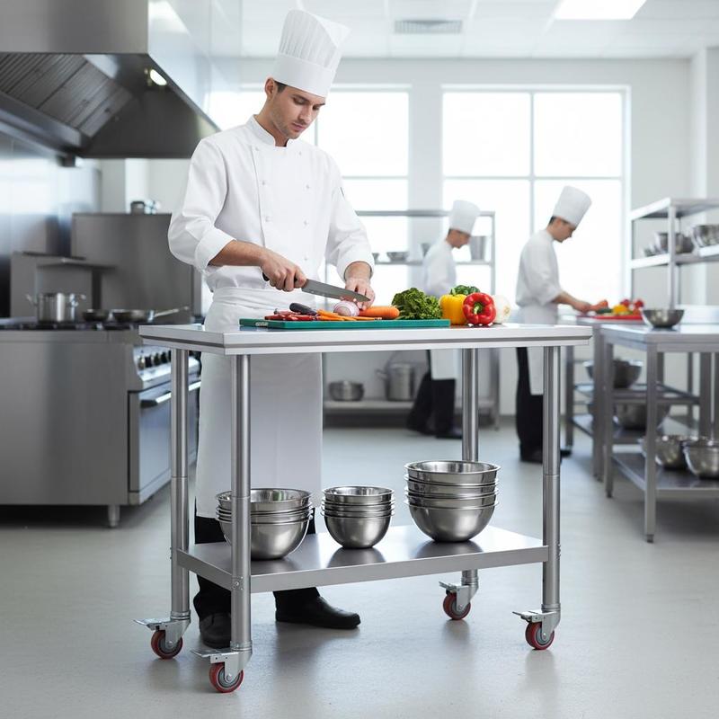Stainless Steel Work Table 35  - مراجعة Commercial Kitchen Prep Table وسعره