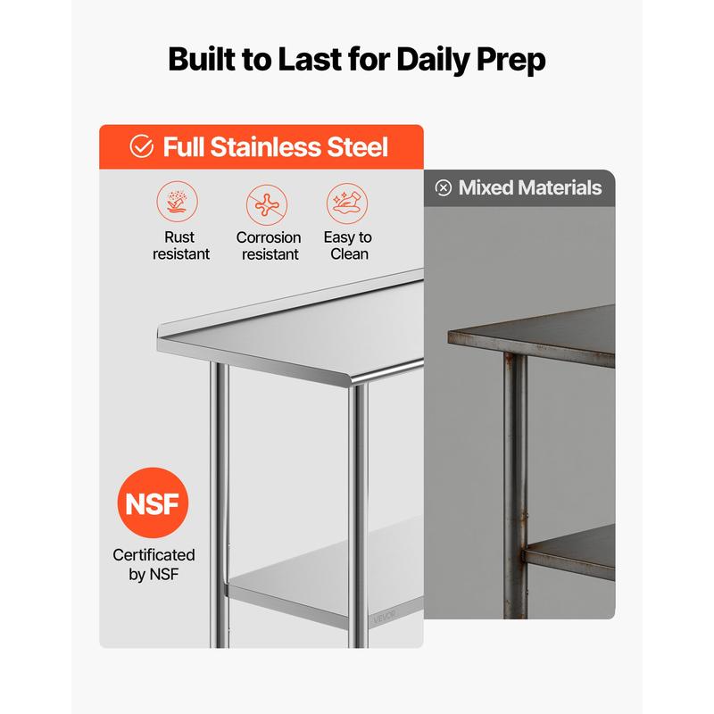 Stainless Steel Work Table, 24 - مراجعة Commercial Kitchen Prep Table وسعره
