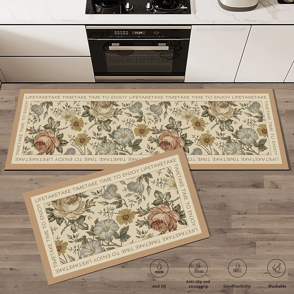 Absorbent Non-slip Floral Vint - مراجعة Kitchen Flooring Commercial وسعره