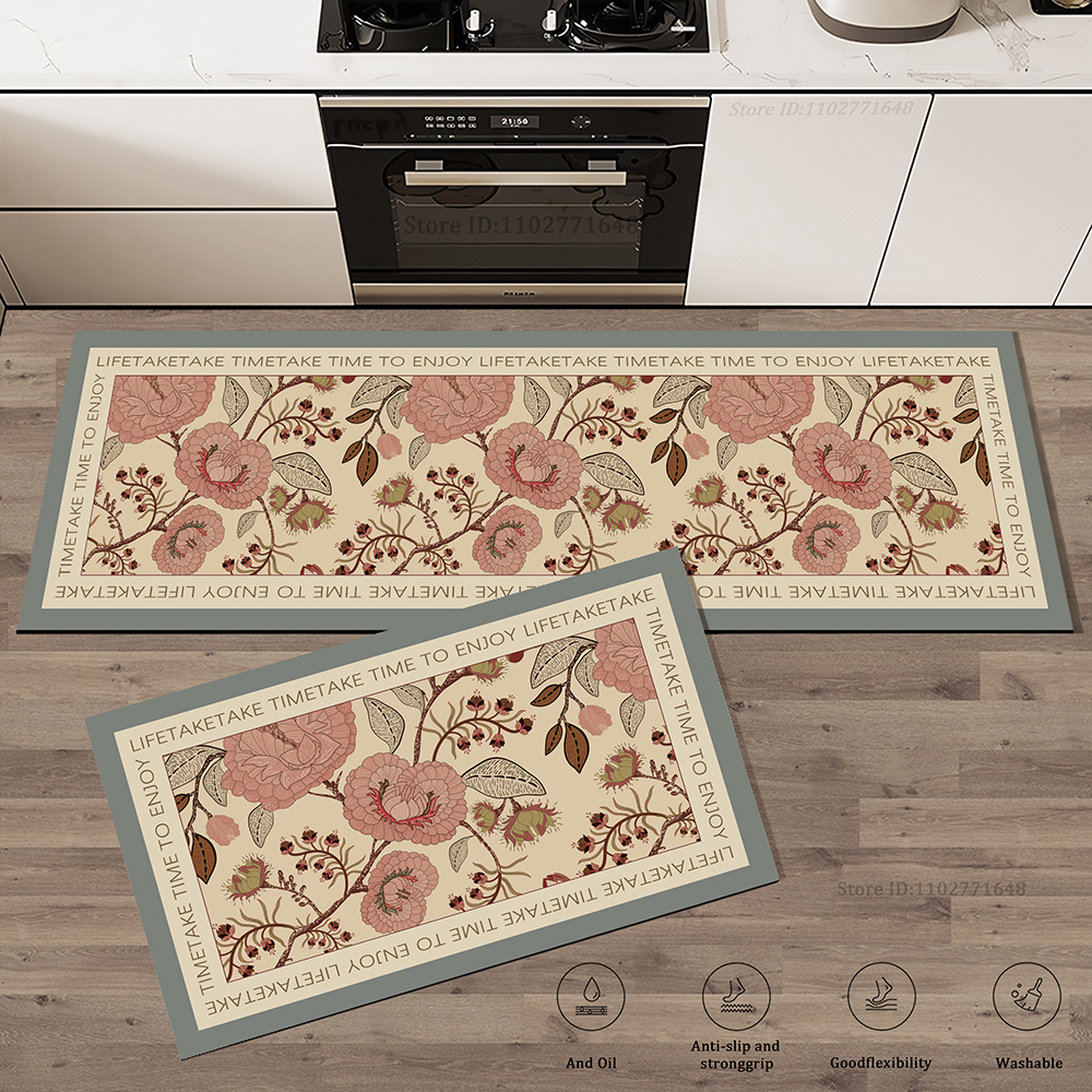 Absorbent Non-slip Floral Vint - مراجعة Kitchen Flooring Commercial وسعره