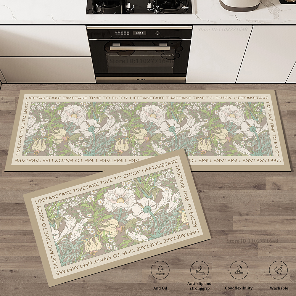 Absorbent Non-slip Floral Vint - مراجعة Kitchen Flooring Commercial وسعره