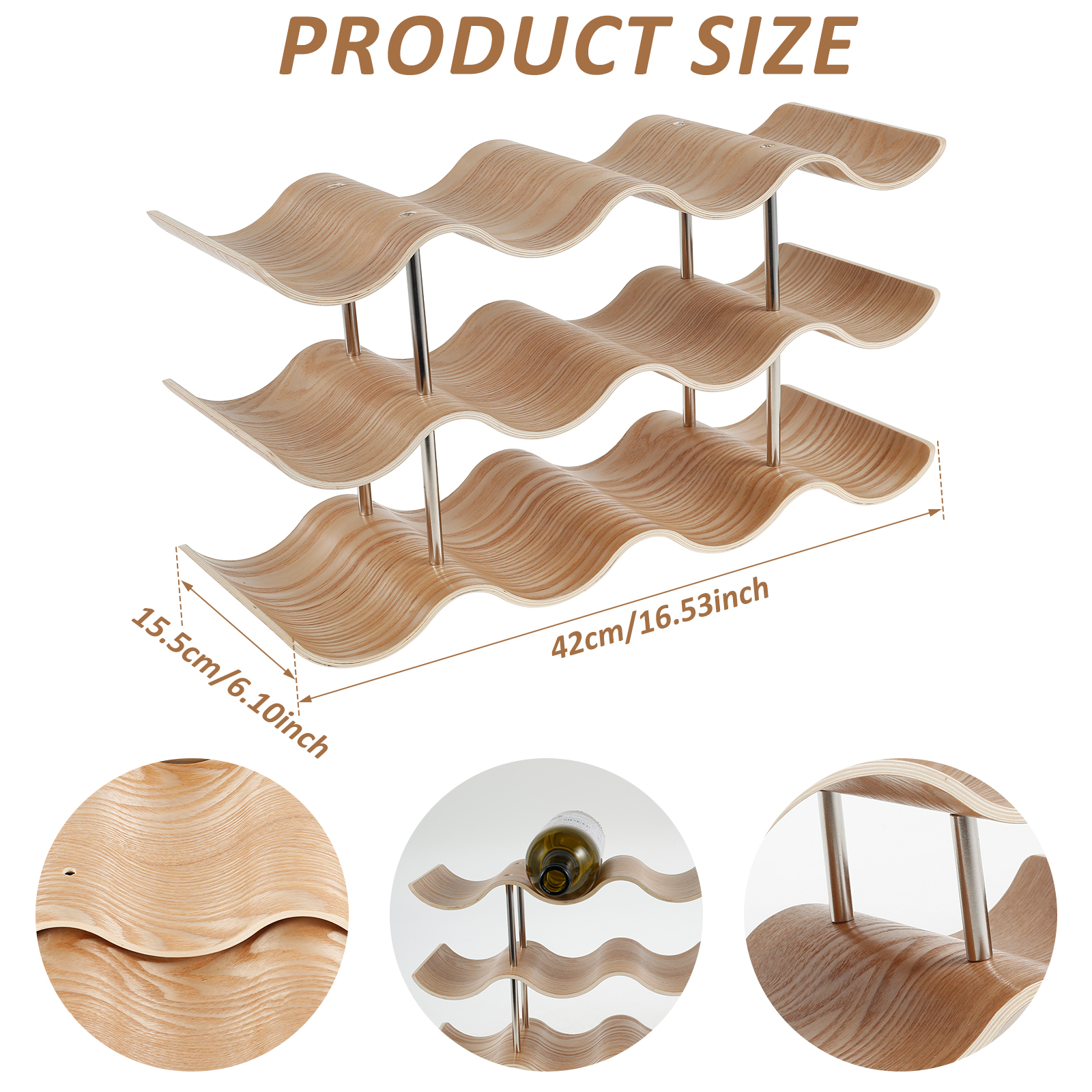 2/3-Tier Wooden Wine Rack Wavy - مراجعة Commercial Kitchen Organiser وسعره