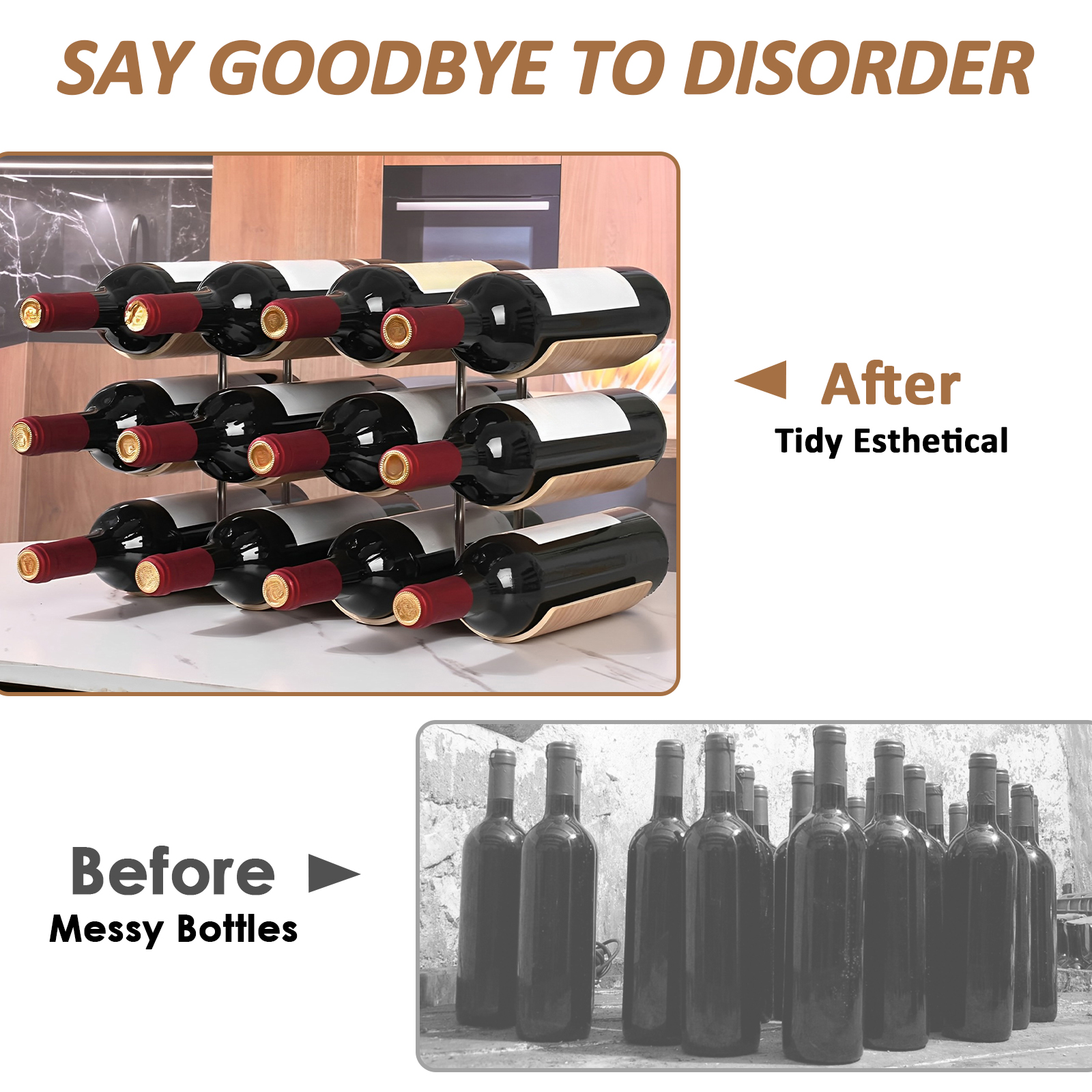2/3-Tier Wooden Wine Rack Wavy - مراجعة Commercial Kitchen Organiser وسعره