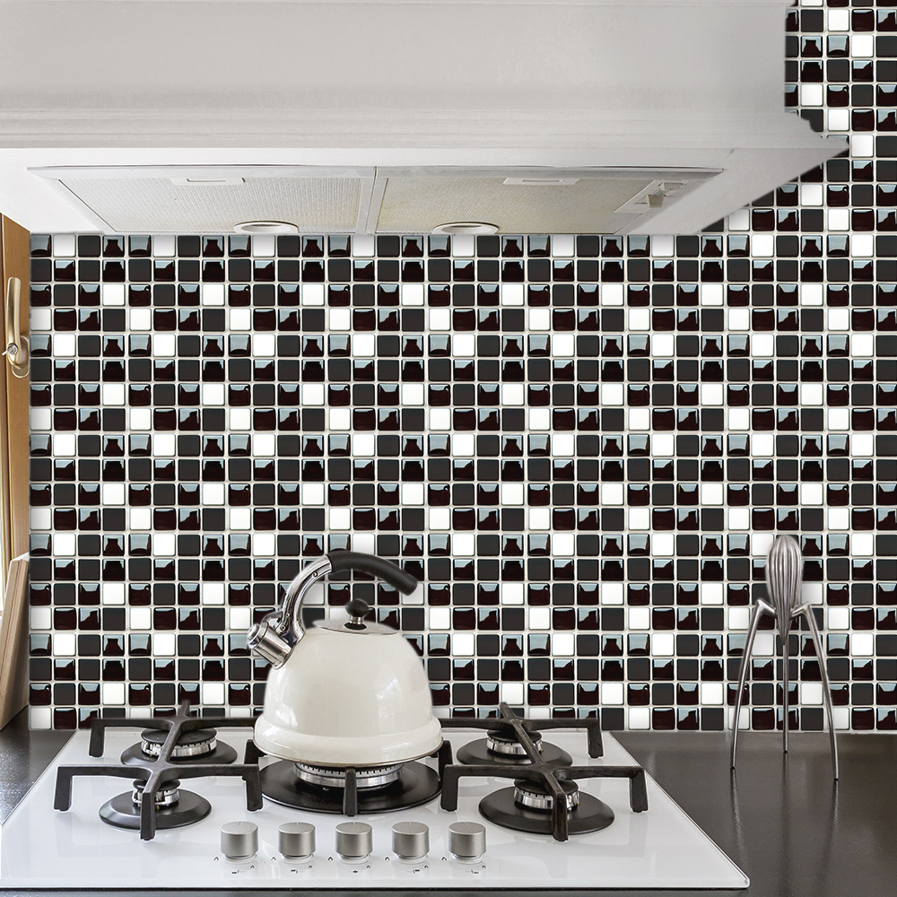 Black & White Marble Mosaic Ti - مراجعة Commercial Kitchen Tiles وسعره