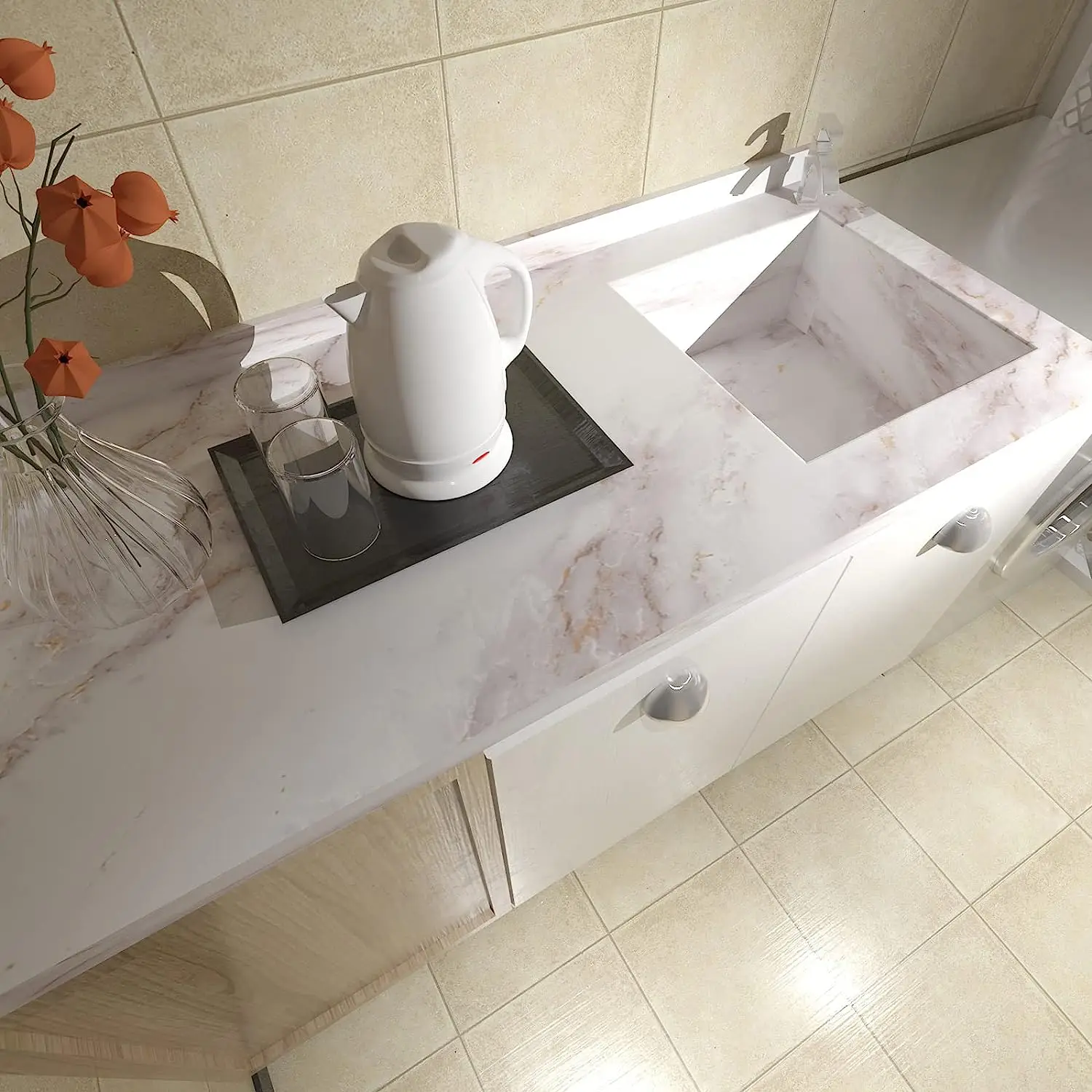Matte Marble Self Adhesive Sti - مراجعة Commercial Kitchen Prep Table وسعره