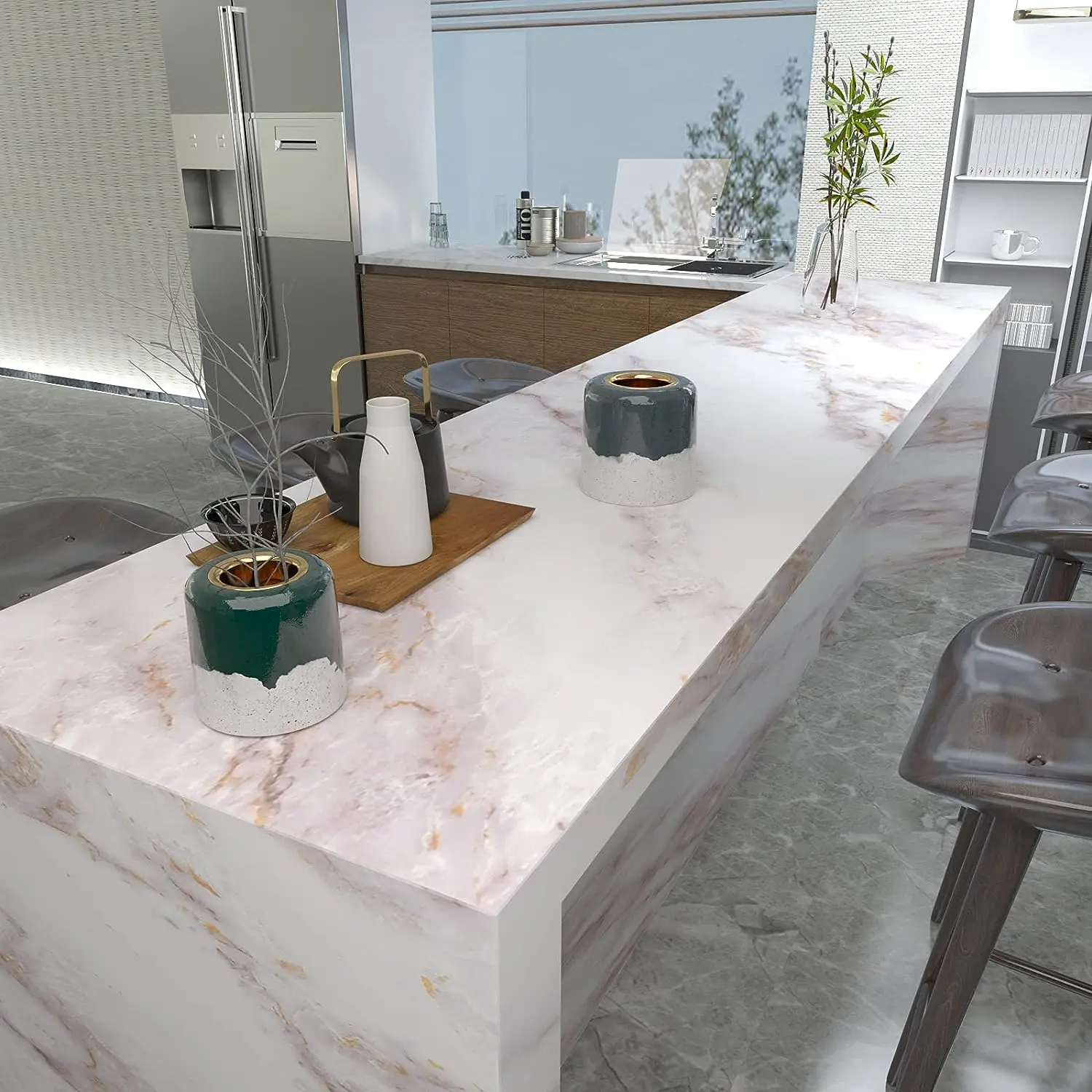 Matte Marble Self Adhesive Sti - مراجعة Commercial Kitchen Prep Table وسعره