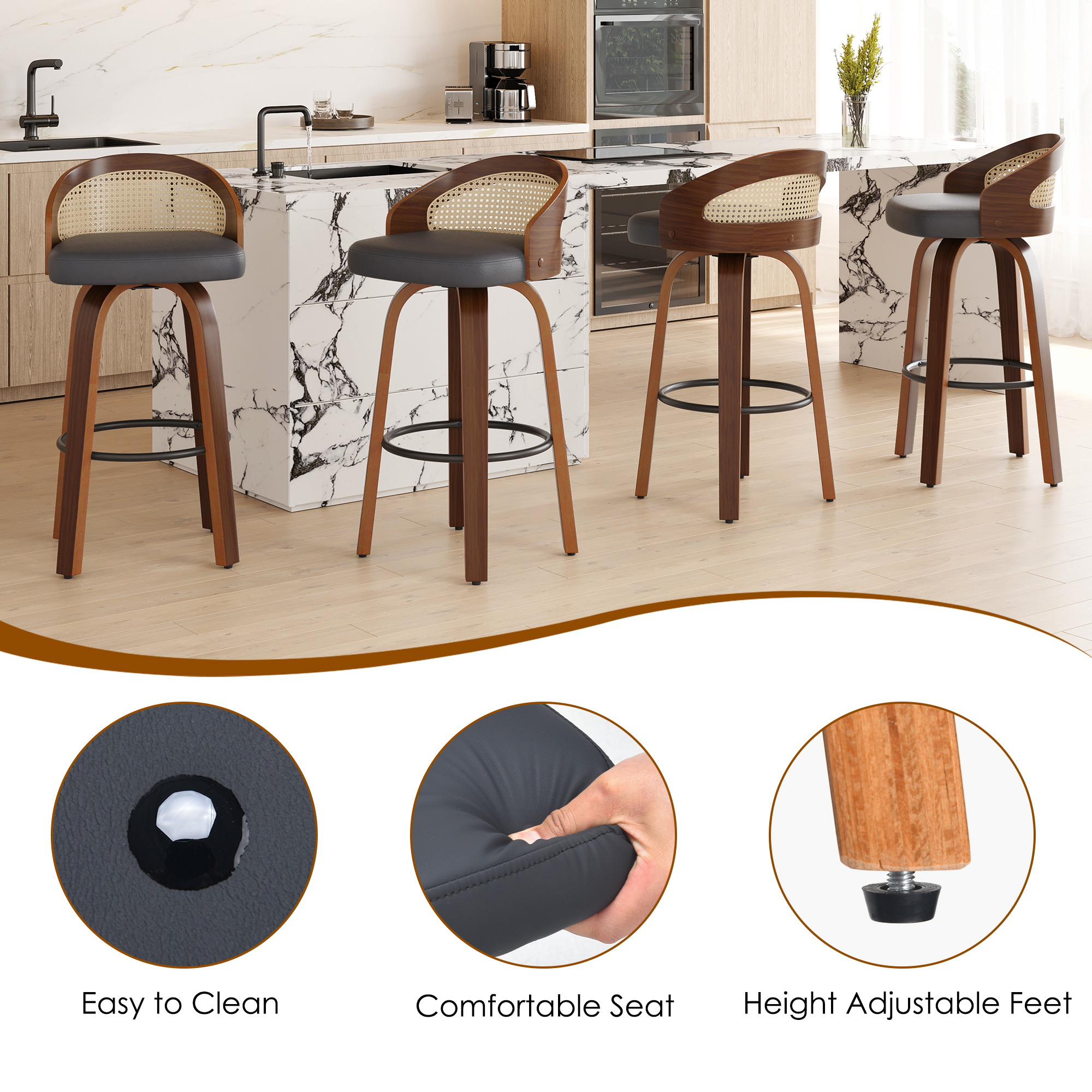 Set of 2 Swivel Bar Stools, Mo - مراجعة Commercial Kitchen Prep Table وسعره