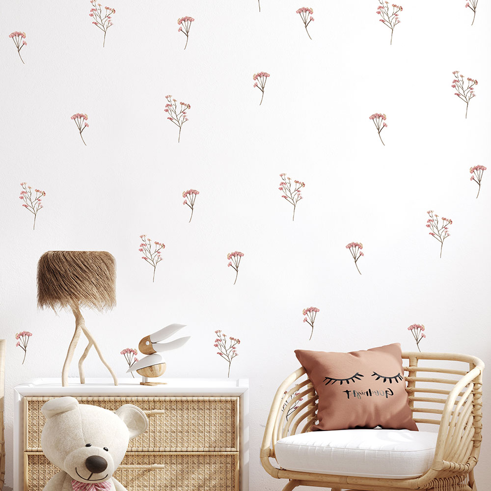 Pink  Watercolor Flower Wall S - مراجعة Commercial Kitchen Tiles وسعره