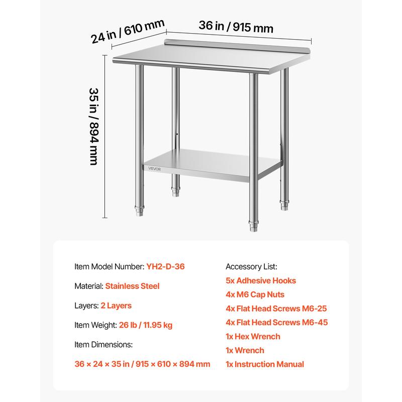 Stainless Steel Work Table, 24 - مراجعة Commercial Kitchen Prep Table وسعره