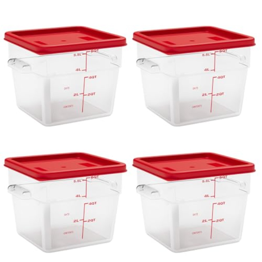 6 Quart Set of 4 Food Storage  - مراجعة Commercial Kitchen Quart Containers وسعره