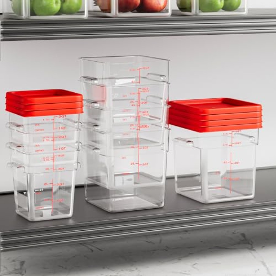 6 Quart Set of 4 Food Storage  - مراجعة Commercial Kitchen Quart Containers وسعره