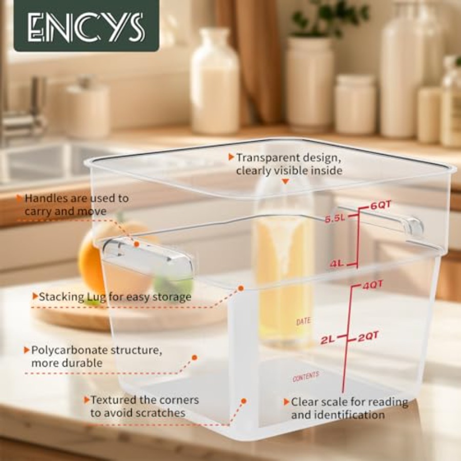 6 Quart Set of 4 Food Storage  - مراجعة Commercial Kitchen Quart Containers وسعره