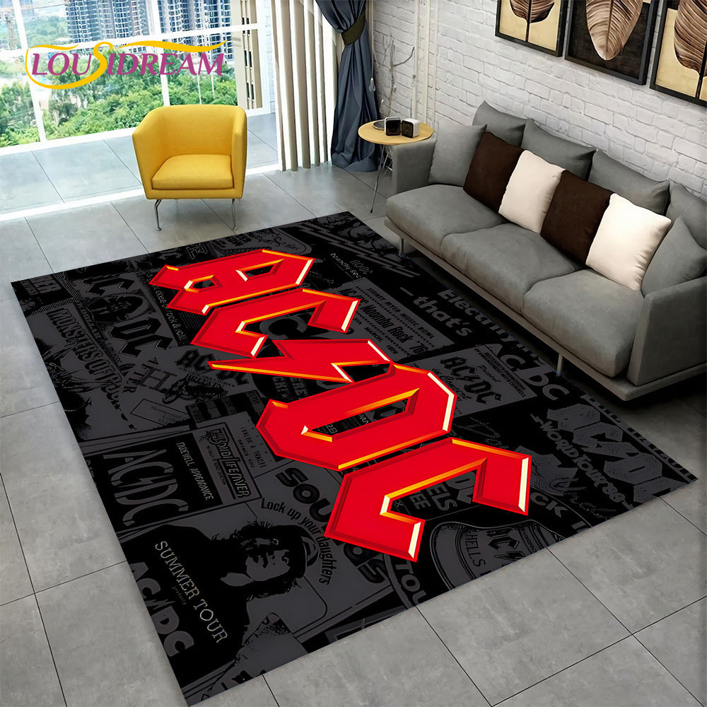 AC/DC Rock Band Area Rug Large - مراجعة Kitchen Flooring Commercial وسعره