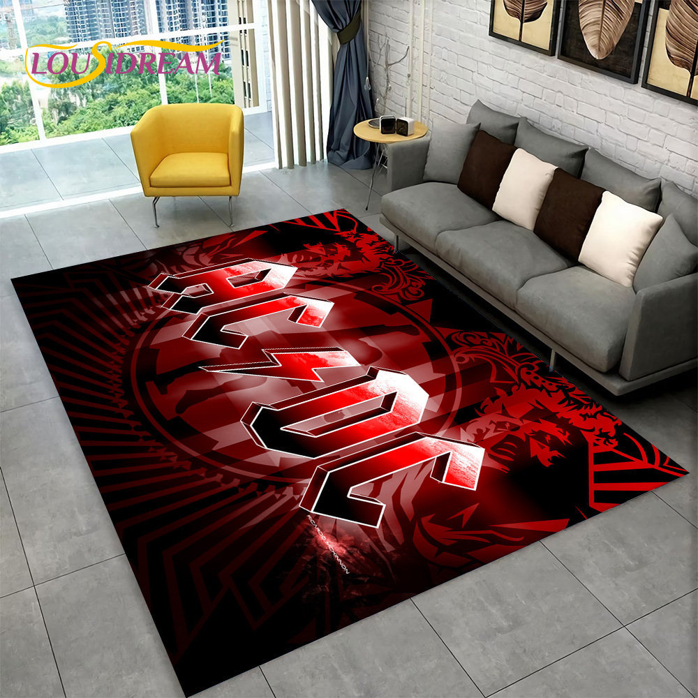 AC/DC Rock Band Area Rug Large - مراجعة Kitchen Flooring Commercial وسعره