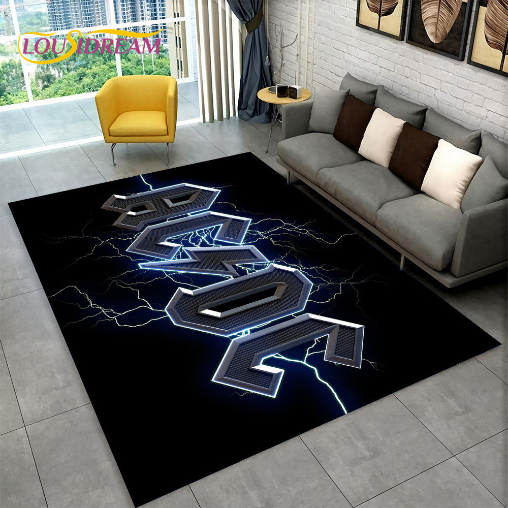 AC/DC Rock Band Area Rug Large - مراجعة Kitchen Flooring Commercial وسعره