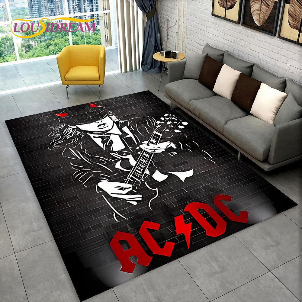 AC/DC Rock Band Area Rug Large - مراجعة Kitchen Flooring Commercial وسعره