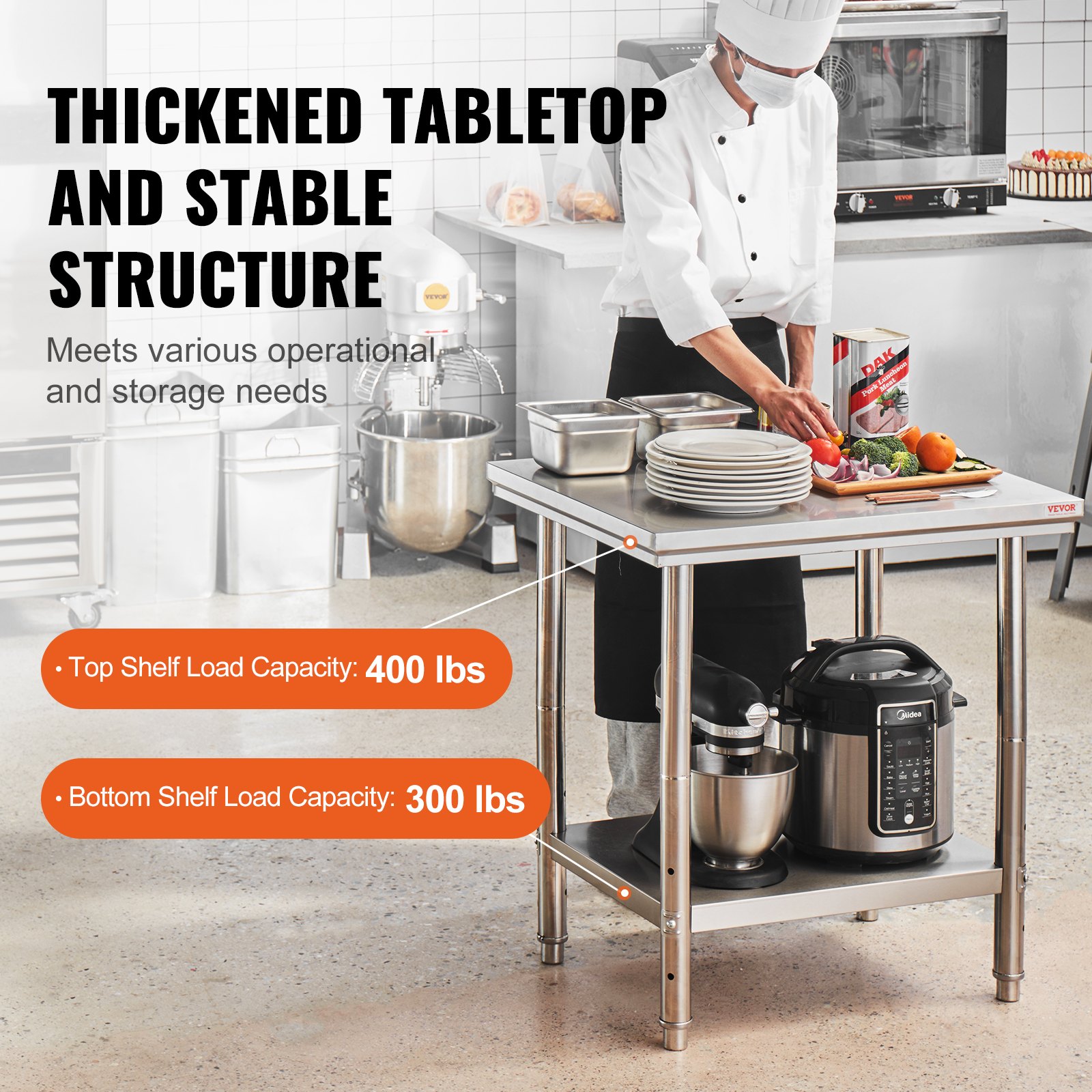 Stainless Steel Prep Table, 24 - مراجعة Commercial Kitchen Prep Table وسعره